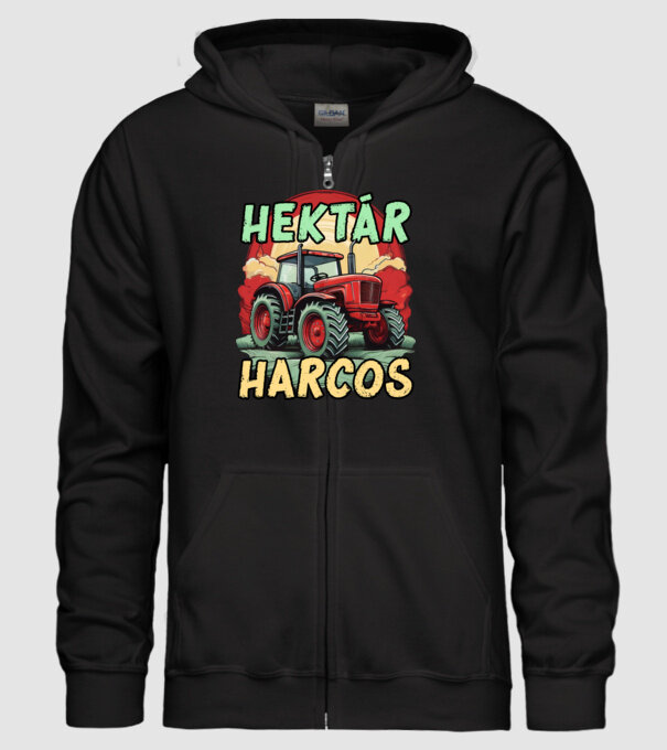 Hektár Harcos minta fekete pólón