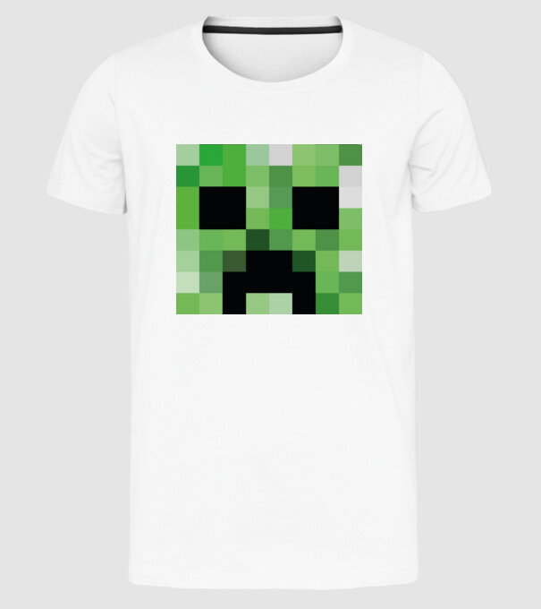 Creeper Minecraft minta fehér pólón