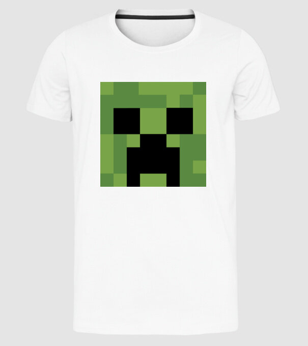 Creeper minecraft minta fehér pólón