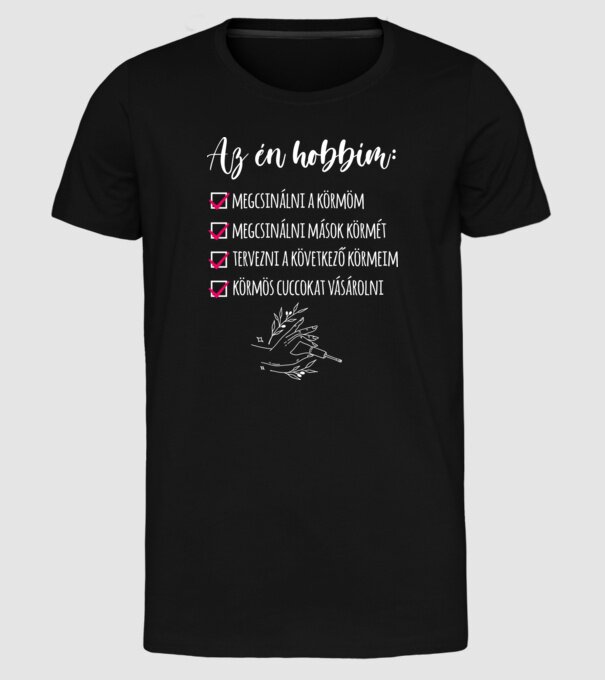 Műköröm minta fekete pólón