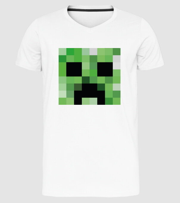 Creeper Minecraft minta fehér pólón