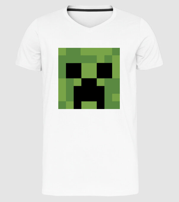 Creeper minecraft minta fehér pólón