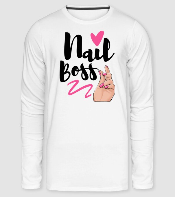 Nail Boss minta fehér pólón