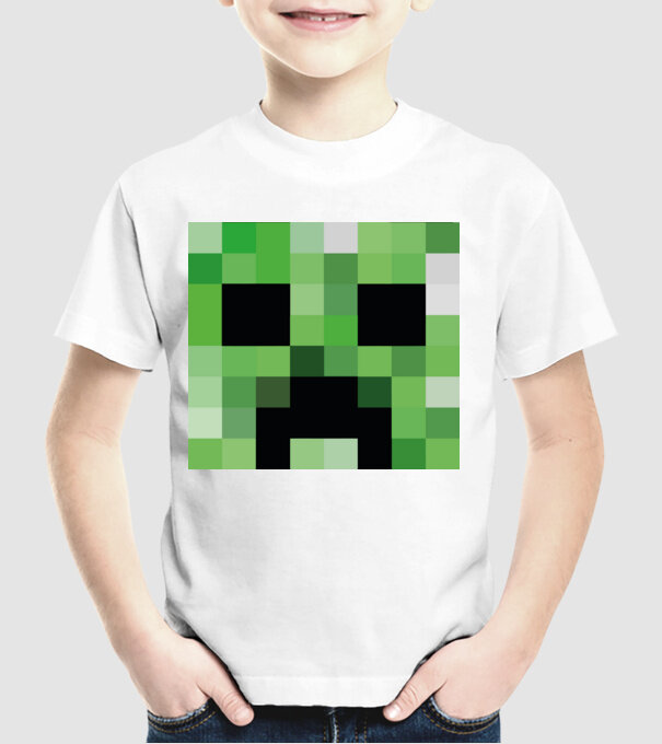 Creeper Minecraft minta fehér pólón