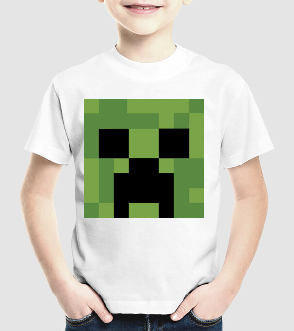 Creeper minecraft minta fehér pólón