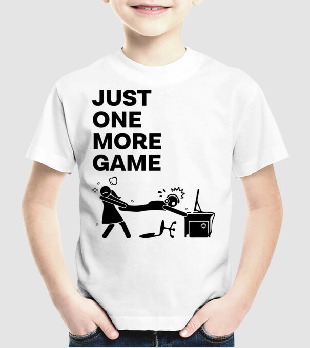 Just one more game minta fehér pólón