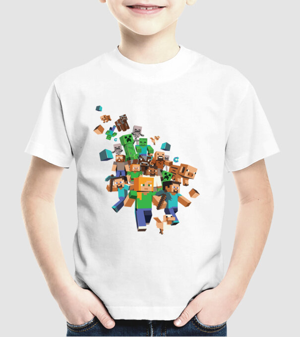 Minecraft minta fehér pólón
