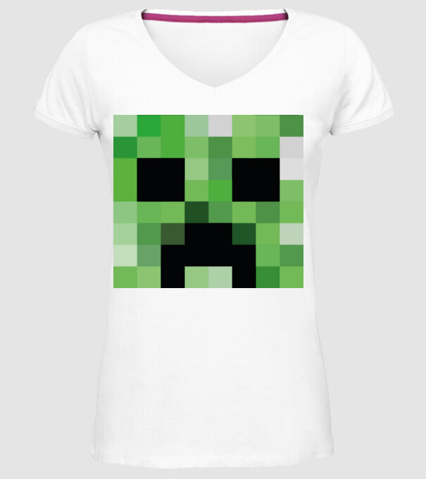 Creeper Minecraft minta fehér pólón