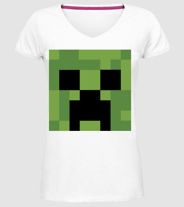 Creeper minecraft minta fehér pólón