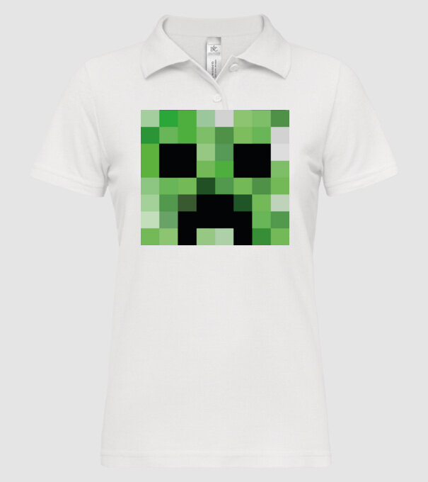Creeper Minecraft minta fehér pólón