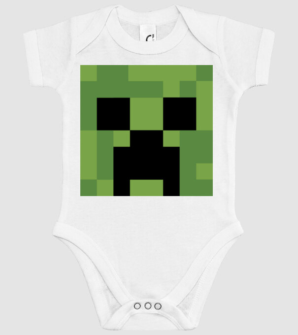 Creeper minecraft minta fehér pólón
