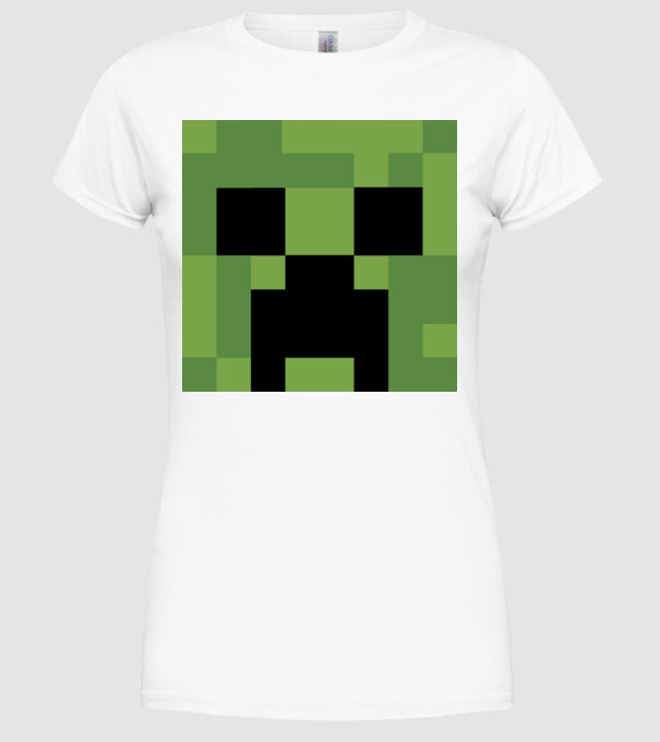 Creeper minecraft minta fehér pólón