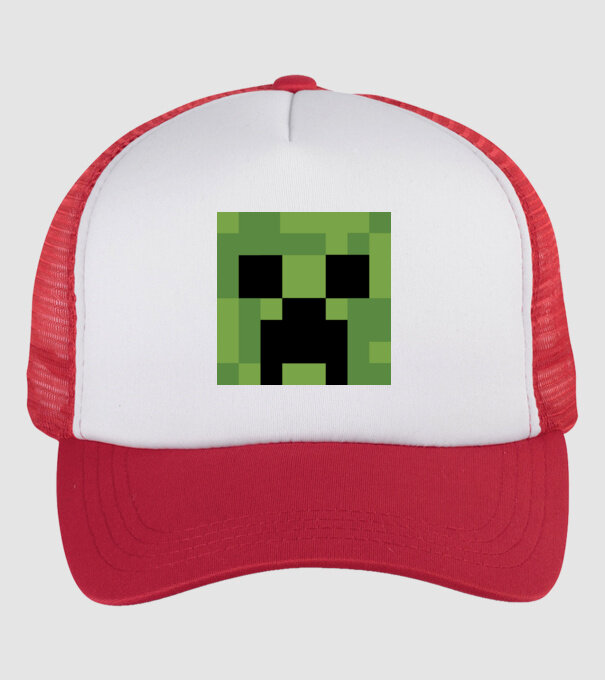 Creeper minecraft minta fehér/piros pólón