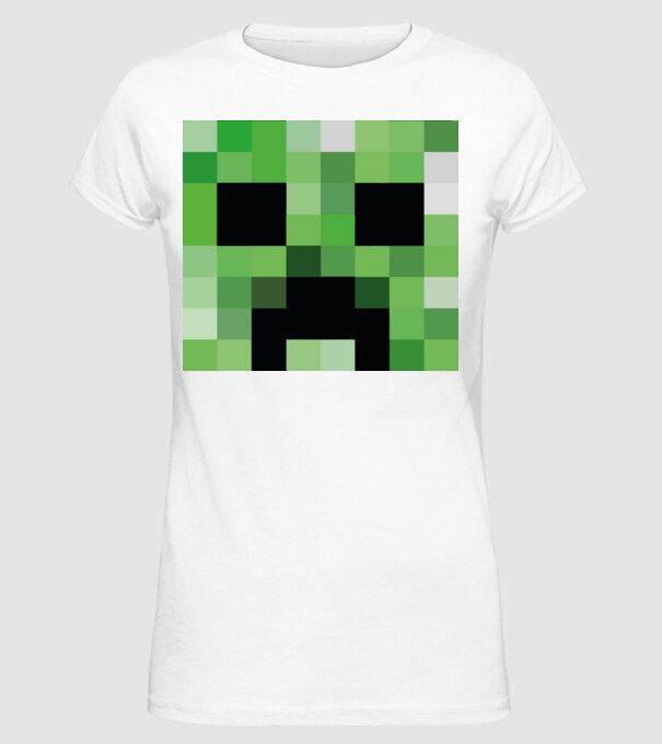 Creeper Minecraft minta fehér pólón