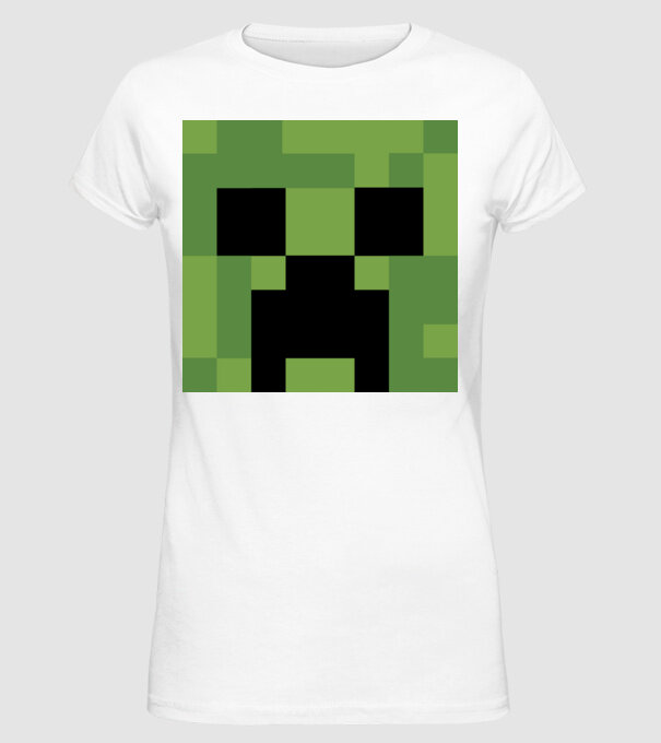 Creeper minecraft minta fehér pólón