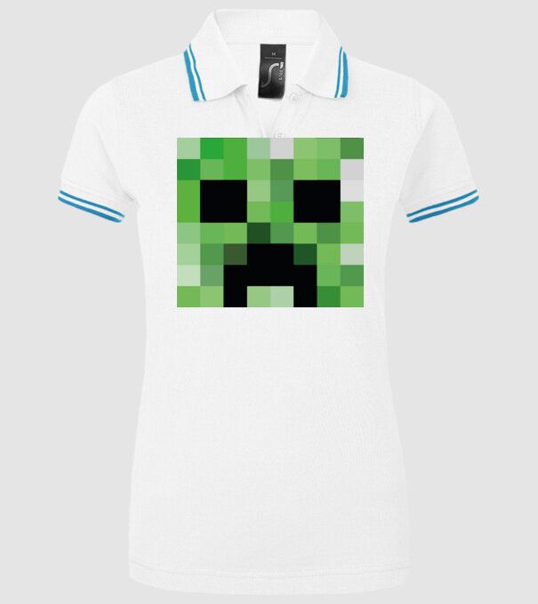 Creeper Minecraft minta fehér pólón