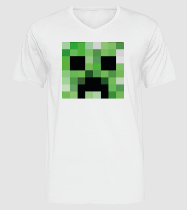 Creeper Minecraft minta fehér pólón