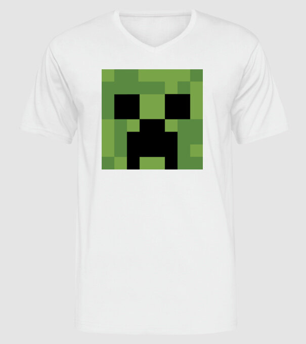 Creeper minecraft minta fehér pólón