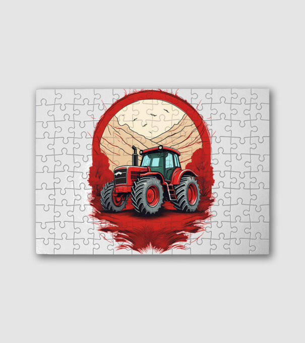 Traktor minta fehér pólón