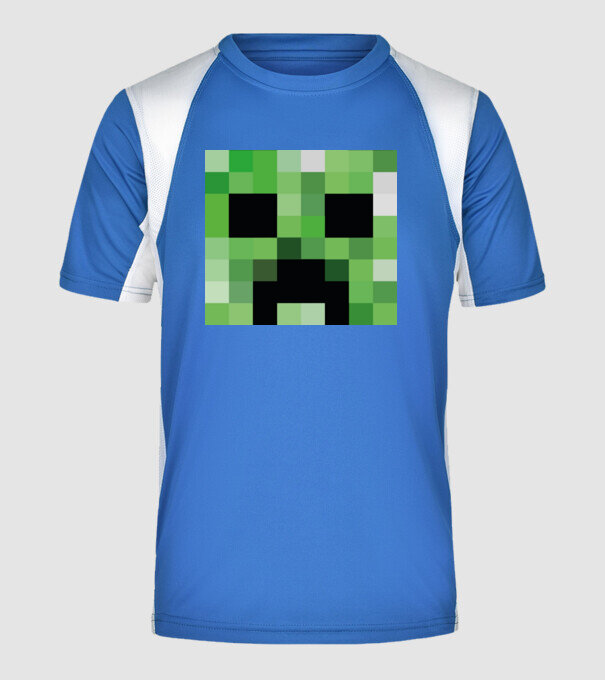 Creeper Minecraft minta királykék pólón