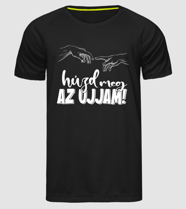 Húzd meg az ujjam! minta fekete pólón
