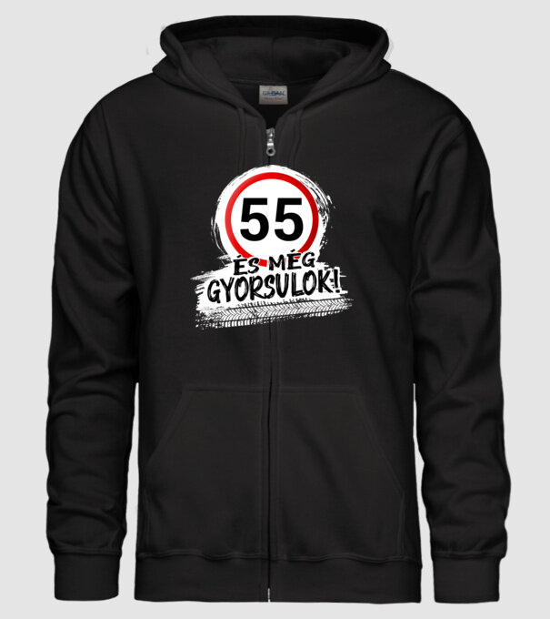 55 és még gyorsulok - tábla - fehér minta fekete pólón