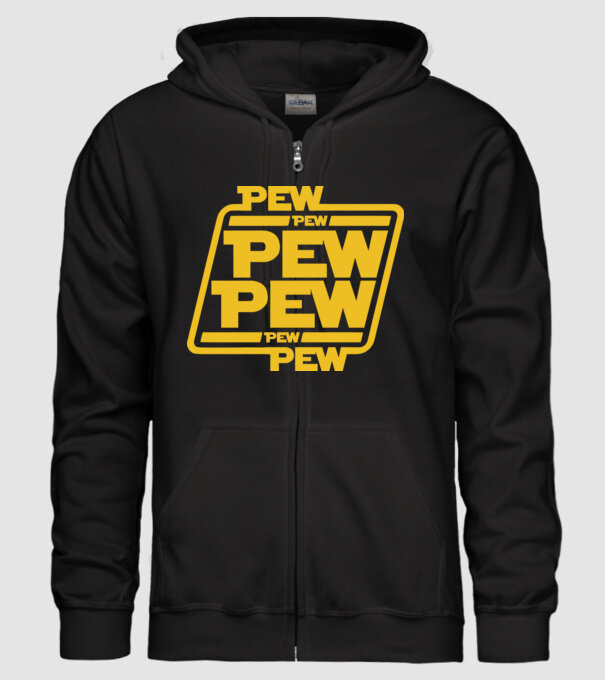 Pew pew PEW PEW pew Pew minta fekete pólón