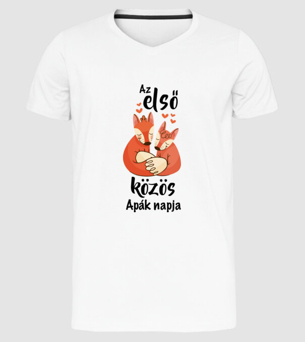 Az első közös Apák napja - rókák minta fehér pólón