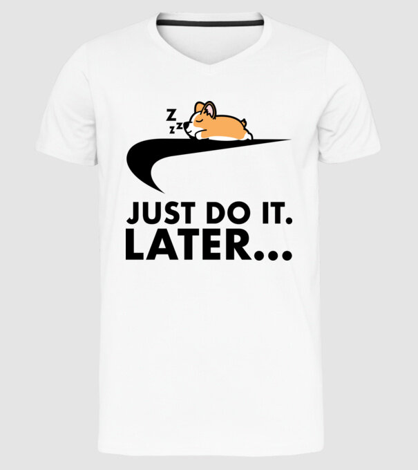 Just Do it Corgie minta fehér pólón