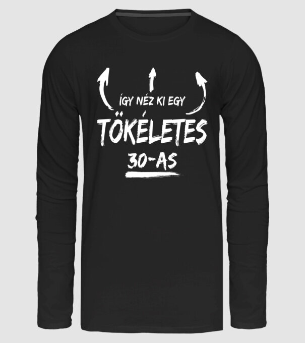 Így néz ki egy tökéletes 30-as - fehér minta fekete pólón