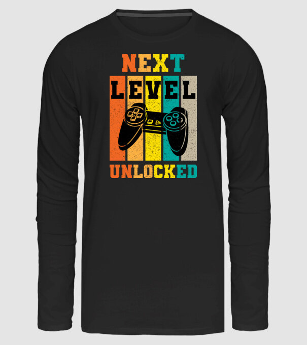 Next Level Unlocked minta fekete pólón
