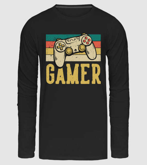 Retro gamer minta fekete pólón