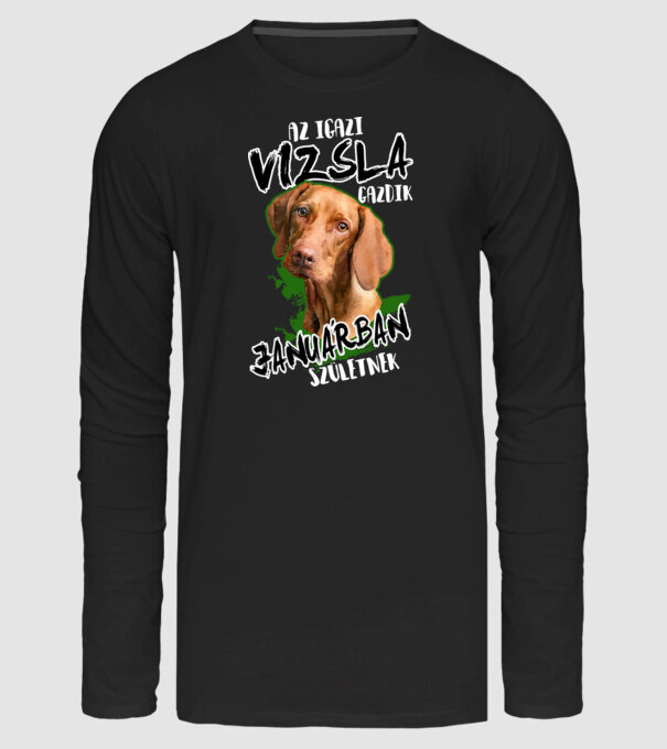 Vizsla január minta fekete pólón