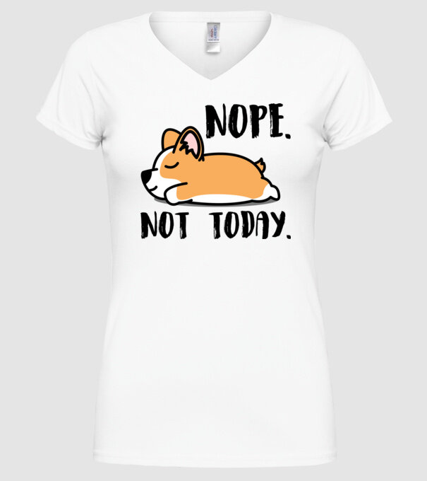 Corgi nope not today minta fehér pólón