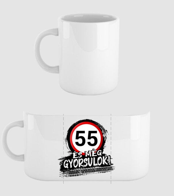 55 és még gyorsulok - tábla minta fehér pólón
