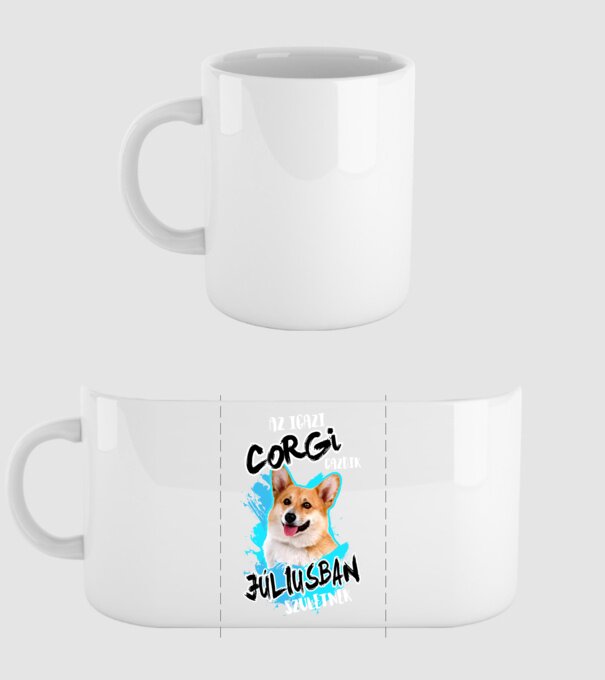 Corgi Július minta fehér pólón