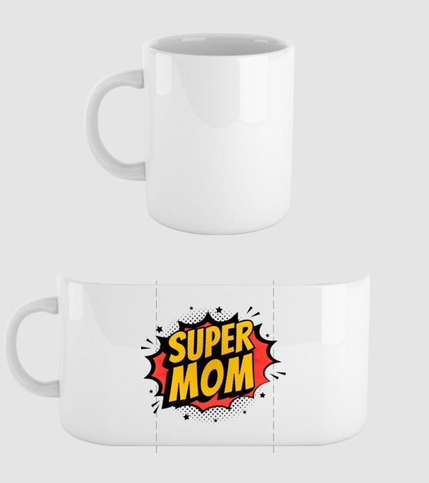 Super Mom Comic minta fehér pólón
