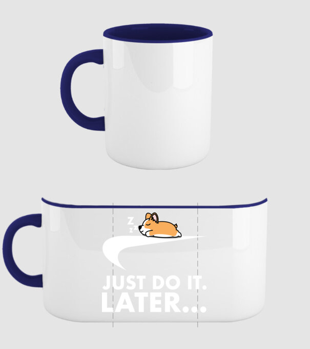 Just Do it Corgie minta sötétkék pólón