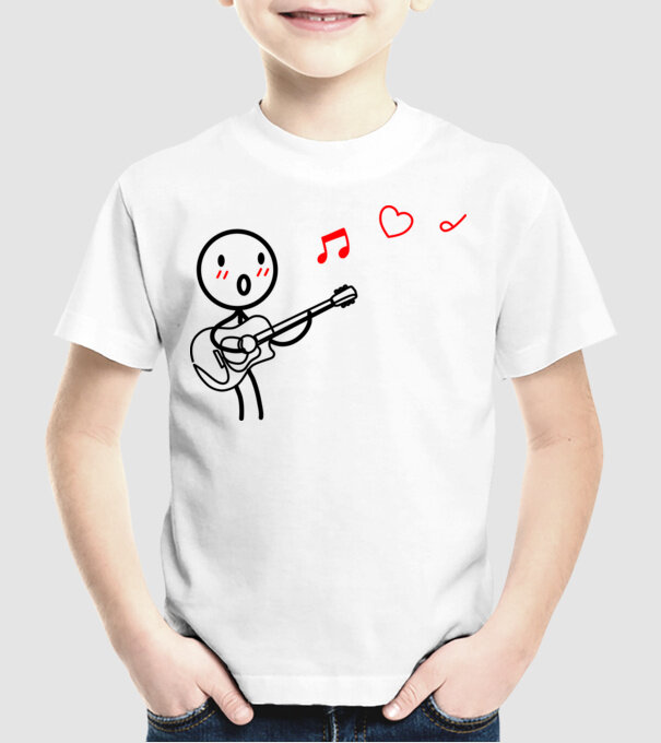 Szerelmes zene fiús minta fehér pólón