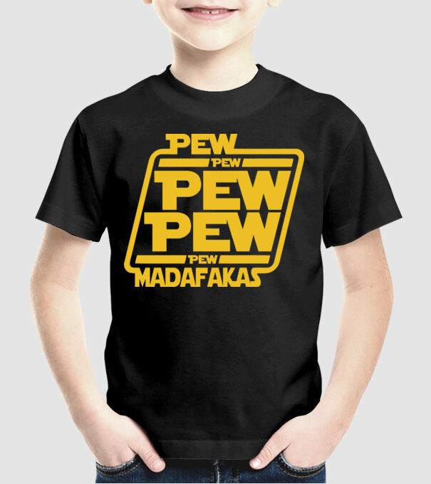 Pew Pew Madafakas Wars style minta fekete pólón