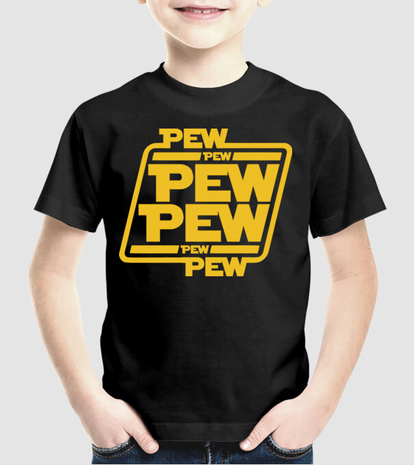 Pew pew PEW PEW pew Pew minta fekete pólón