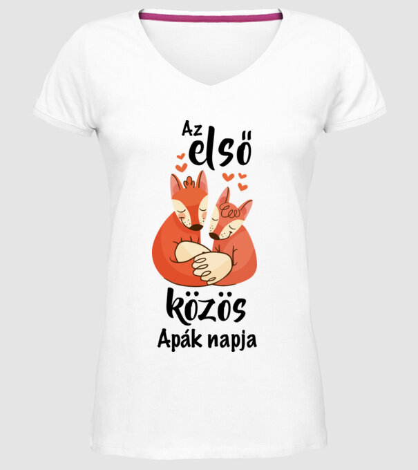 Az első közös Apák napja - rókák  minta fehér pólón