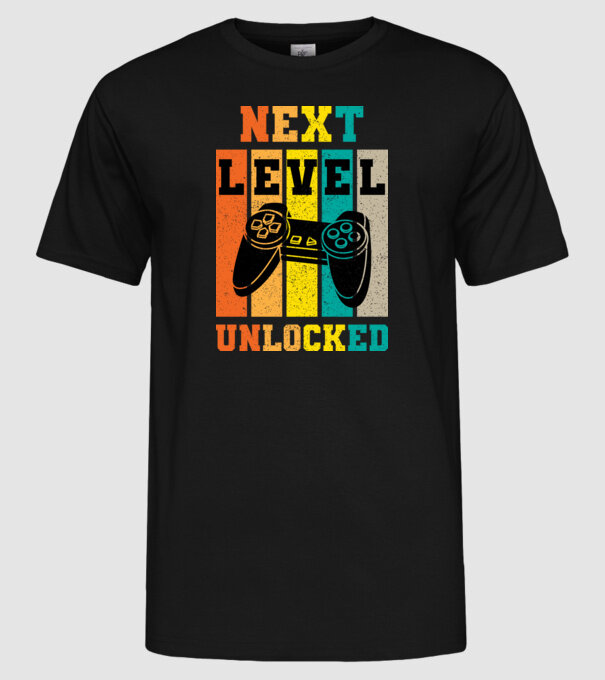 Next Level Unlocked minta fekete pólón