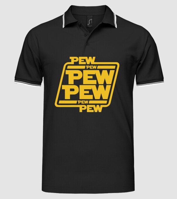 Pew pew PEW PEW pew Pew minta fekete pólón