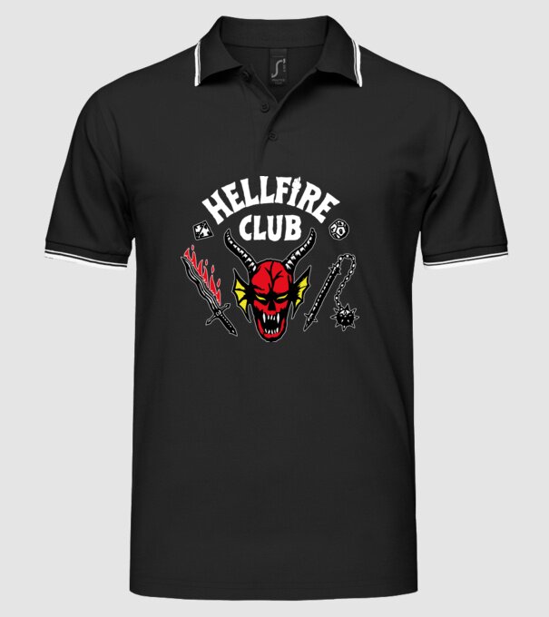 Stranger Things - Hellfire Club - feketére minta fekete pólón