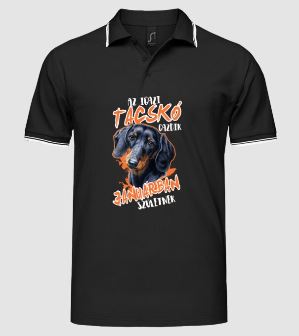 Tacskó január minta fekete pólón