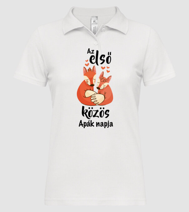 Az első közös Apák napja - rókák minta fehér pólón