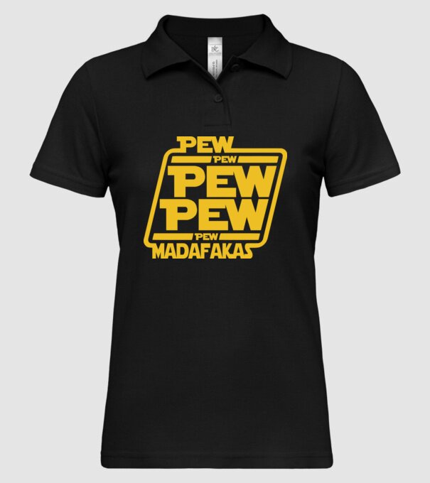 Pew Pew Madafakas Wars style minta fekete pólón