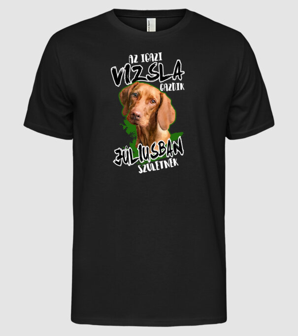 Vizsla július minta fekete pólón