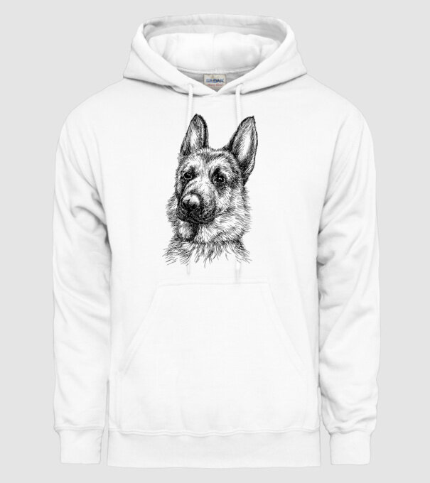 German Shepherd Face minta fehér pólón